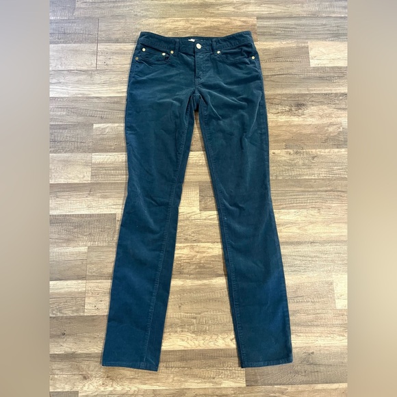 Tory Burch Woman’s Super Skinny Teal Corduroy Cotton Blend Low Rise Jeans 27 - Picture 2 of 16